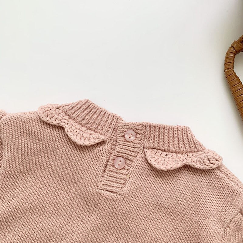 New 2020 Kids Girls Long Sleeve Knit Lace Sweater Autumn Winter Baby Clothing Girls Pullover Sweaters 1-7Yrs