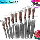 Kitchen Knife 1-9pcs Chef Knives 7CR17 440C High Carbon Stainless Steel Damascus Drawing Gyuto Cleaver Set Slicer Santoku Knife