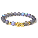 Pulsera con cuentas de piedra lunar de 8mm para Mujeres Hombres Chakra Yoga piedra brillante pulsera con abalorios pulsera hecha a mano joyería