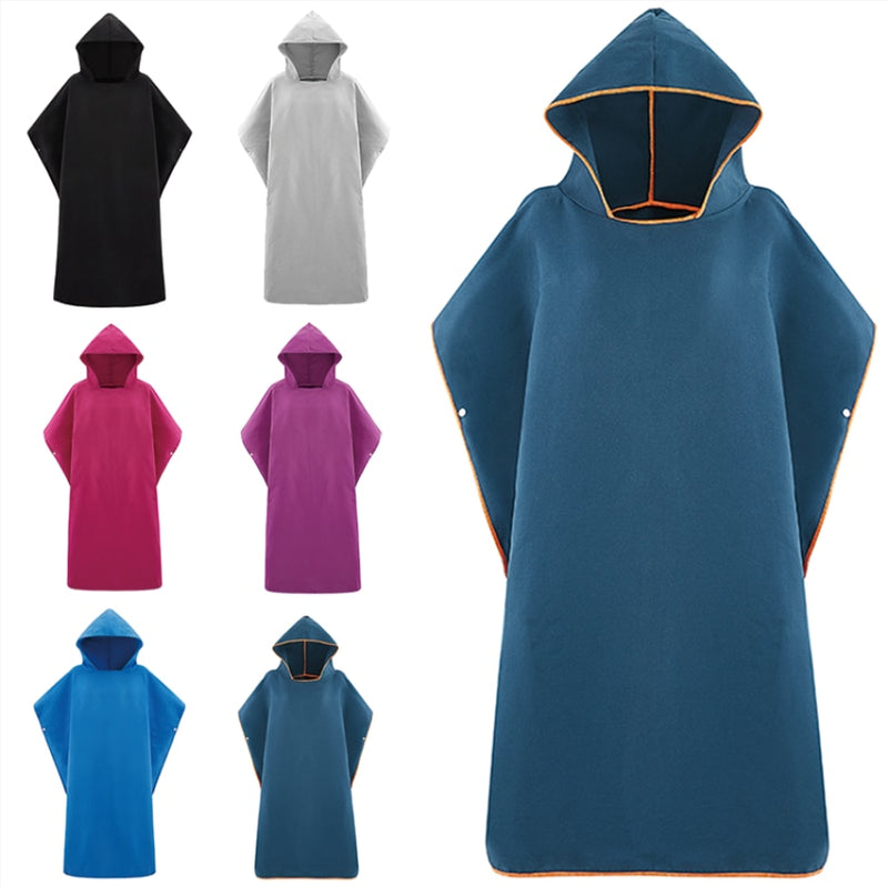 Mikrofaser-Neoprenanzug, schnell trocknend, Umkleide-Poncho-Handtuch mit Kapuze für Schwimmen, Strand, Leichtgewicht, Strand-Surf-Poncho