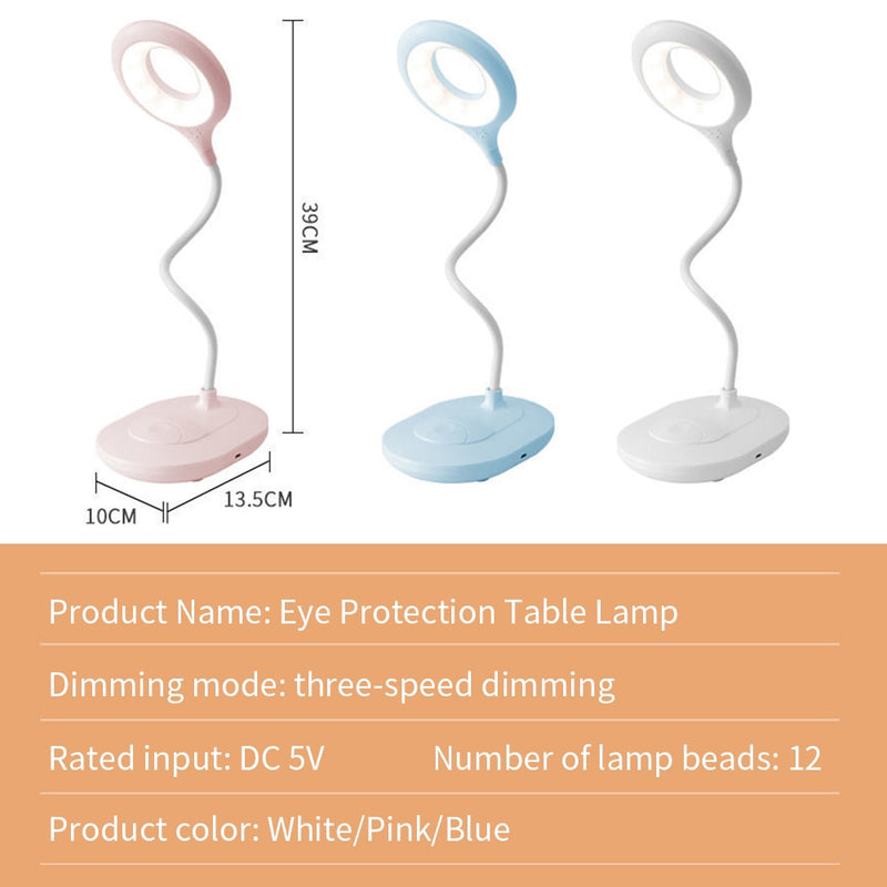 Lámpara de escritorio Led de 3 colores, regulable, táctil, plegable, lámpara de mesa, lectura de cabecera, protección ocular, luz nocturna, DC5V, recargable por USB