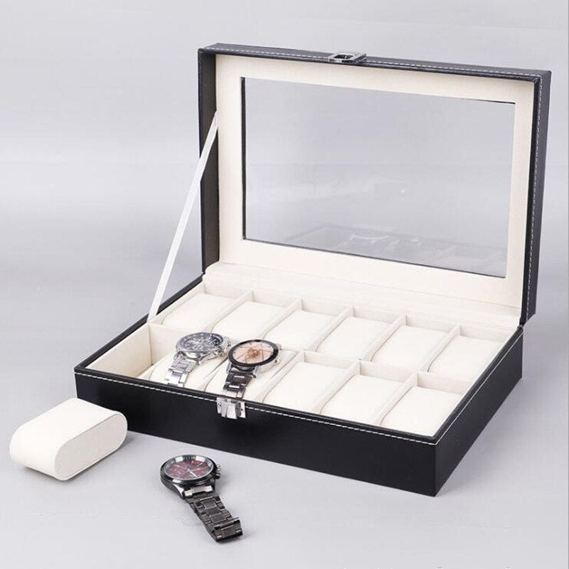 6/6+3/8+2 Grids Storage Watch Box 8/10/12 Grids PU Leather Watch Holder Organizer for Quartz Watch Jewelry Boxes Display Gift