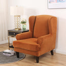 Wing back Chair Cover Velvet Spandex Stretch Slipcovers for office Chairs Stylish 2 Piece Set With Elastic Band