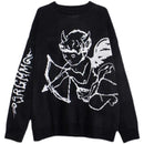 Woherb Sweaters Women Streetwear Knitted Pullover Angel Jacquard Fashion Hip Hop Spring Autumn Harajuku Oversized Outwear Jumper