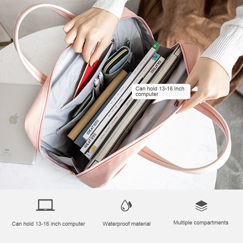 Women Laptop Briefcase Computer Bag Business Document Organizer Ipad Tote Ladies Handbag Messenger Purse Strap Pouch Accessories