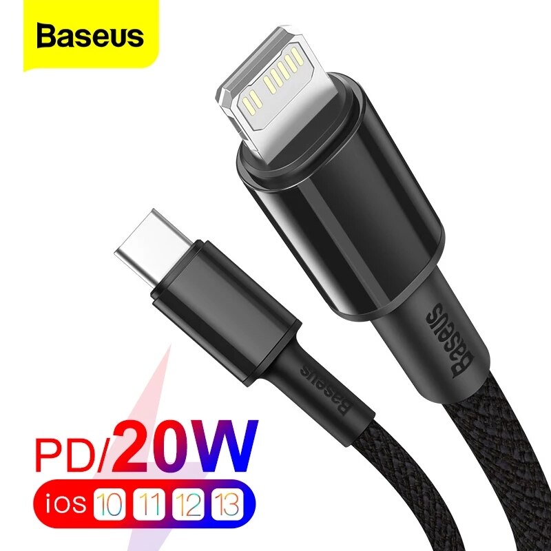 Baseus 20W USB Type C to Lighting Cable for iPhone 12 Mini Pro Max PD Fast Charging Cable For iPhone 11 Pro X 8 7 Plus Data Wire