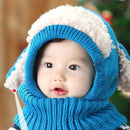 Korean Baby Knitting hats dog Ears winter Earflap Boys Girls Scarf Set Cute Warm Toddler Hat Kids Children Windproof Cap 0-4Y