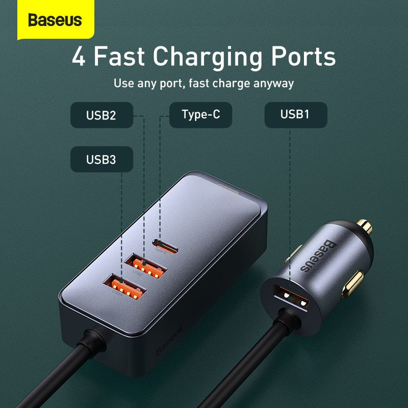 Baseus 120W USB Type C Car Charger Quick Charging for iPhone 12 Pro Xiaomi Samsung Mobile Phone PD QC 3.0 USBC Car Phone Charger