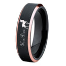 Deer Family Tungsten Ring Elk Design Her Buck His Doe Wedding Band Ring Black With Rose Golden Custom Engraved Personalized
