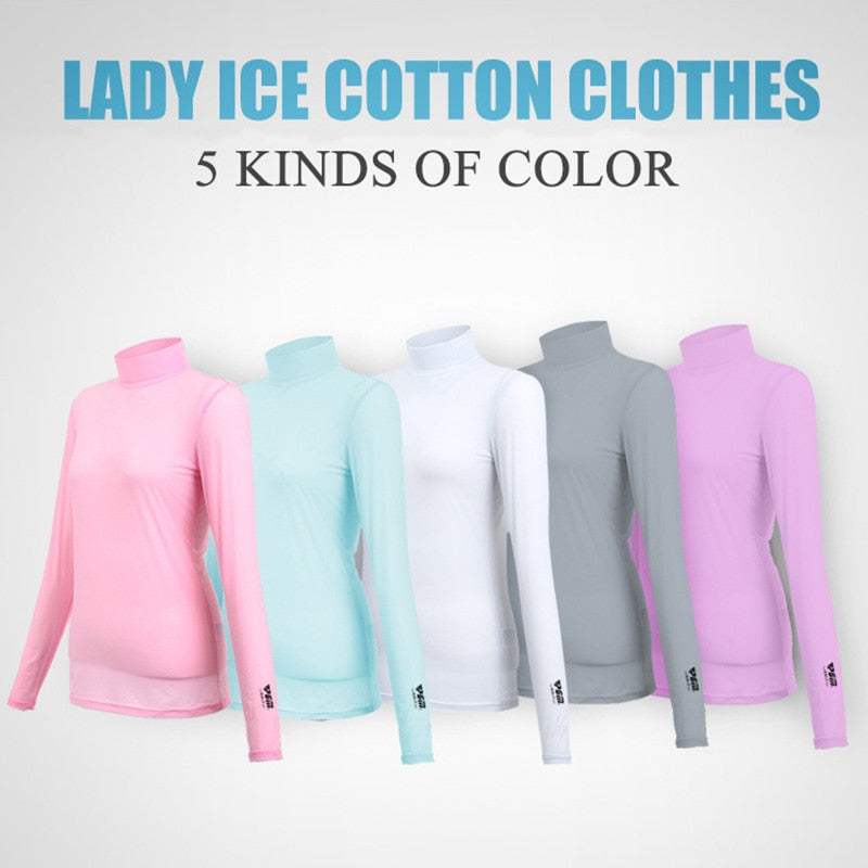 Golf Shirt Summer Wear T-Shirts Anti UV Clothes Women Clothing Ice Silk Sun Protection Shirt Ultra-thin Breathable Casual Shirts