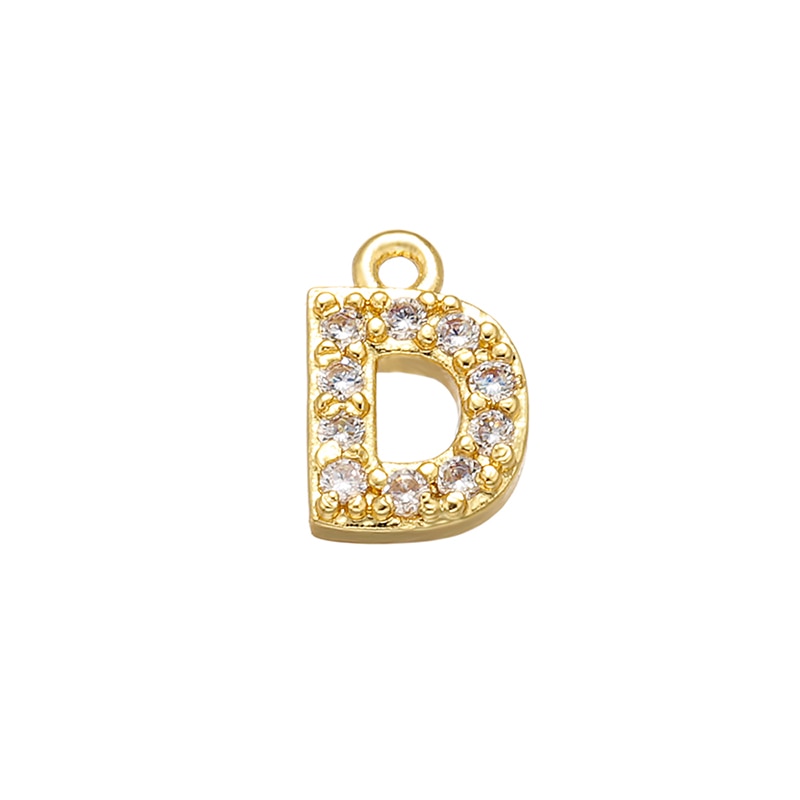 ZHUKOU 8x8.5mm Brass Cubic Zirconia Crystal 26 Letter Charms Pendants for Women earring jewelry accessories wholesale VD545