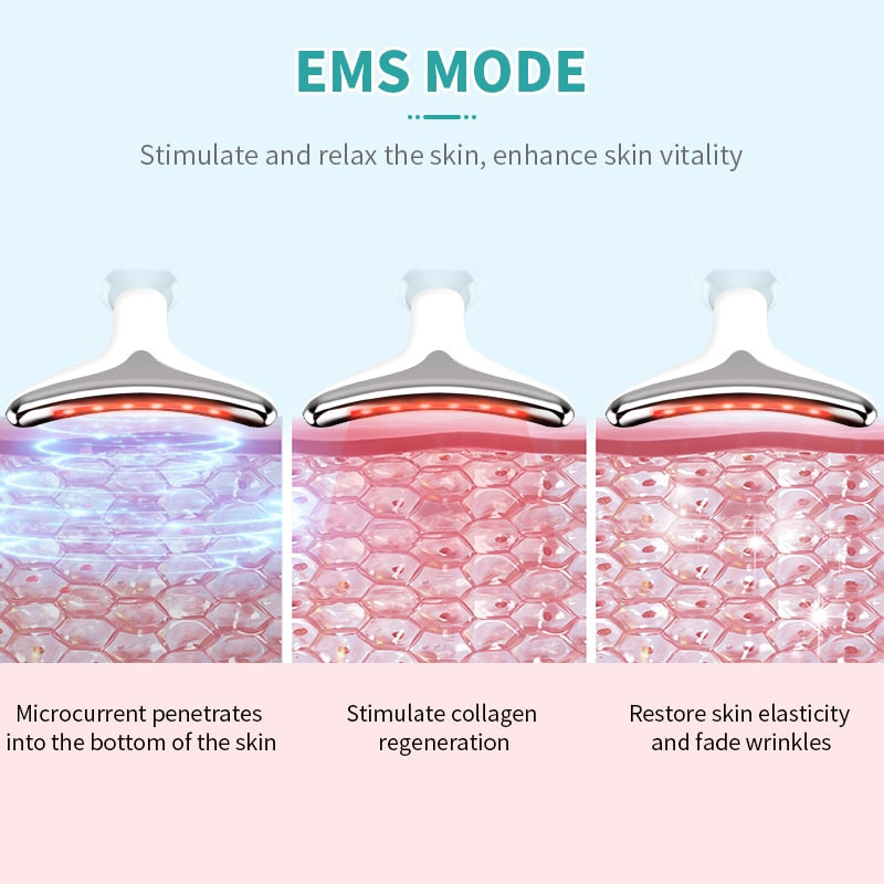 Dispositivo de belleza facial para el cuello ANLAN, 3 colores, terapia de fotones LED, ajuste de la piel, reducción de la barbilla doble, antiarrugas, herramientas para el cuidado de la piel