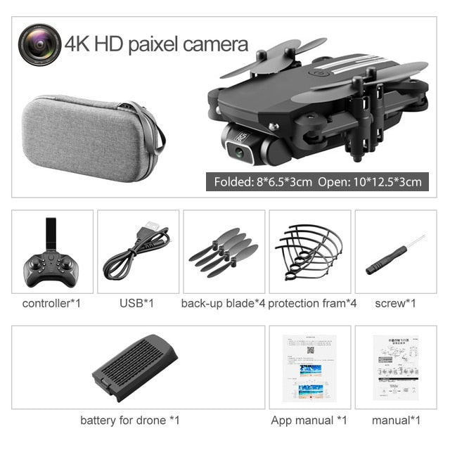 Mini RC Drone 4K HD Camera Quadcopter WiFi Fpv Air Pressure Altitude Hold Black And Foldable Mobile Control Dron Toys 2021