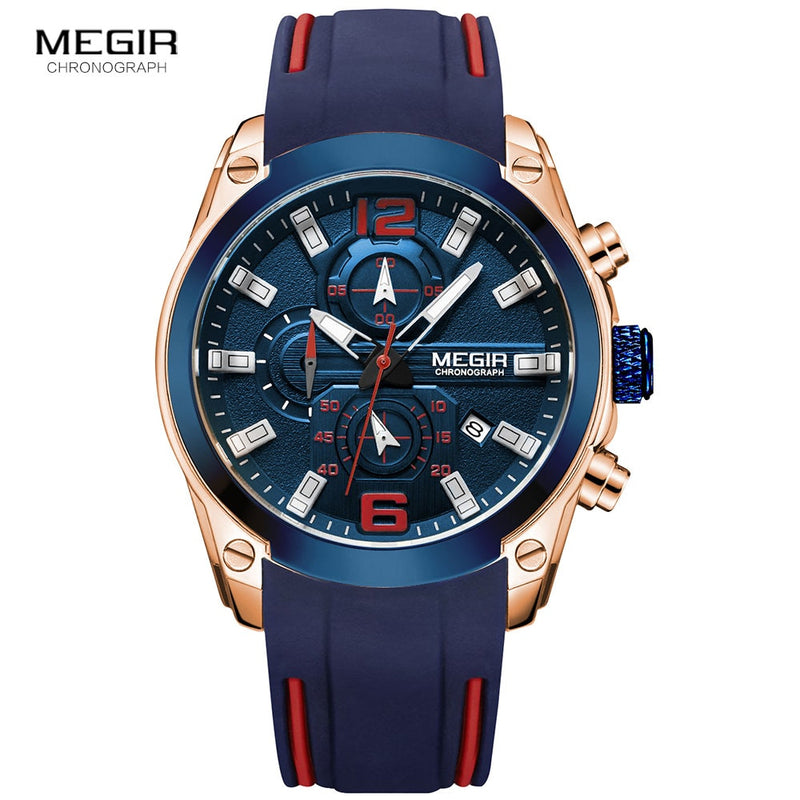 Megir, relojes de cuarzo con cronógrafo para hombre, reloj de pulsera resistente al agua de lujo, reloj deportivo militar de marca superior, relojes Masculinos 2063