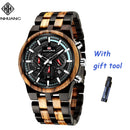 Mix Sandal Wood Men Sport Watches Wooden Wristwatch Wood Bamboo Watch For Men Wood Strap Quartz Husband Chronograph Relogio