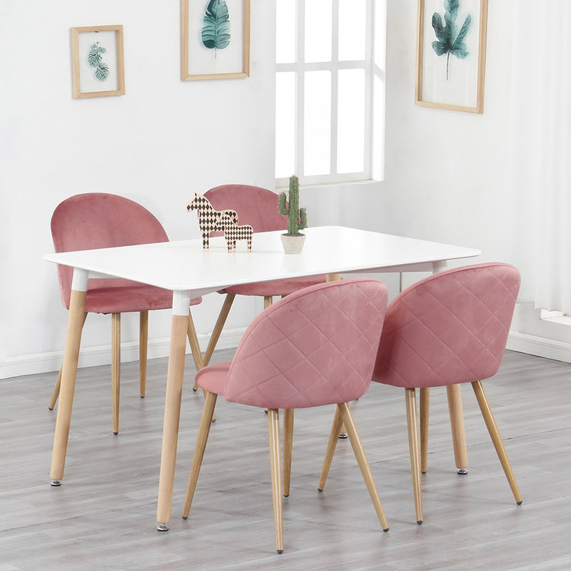 Un juego de 4 sillas de comedor con terciopelo suave y patas de metal adecuadas para cocina, comedor, sala de estar (rosa/verde/azul))