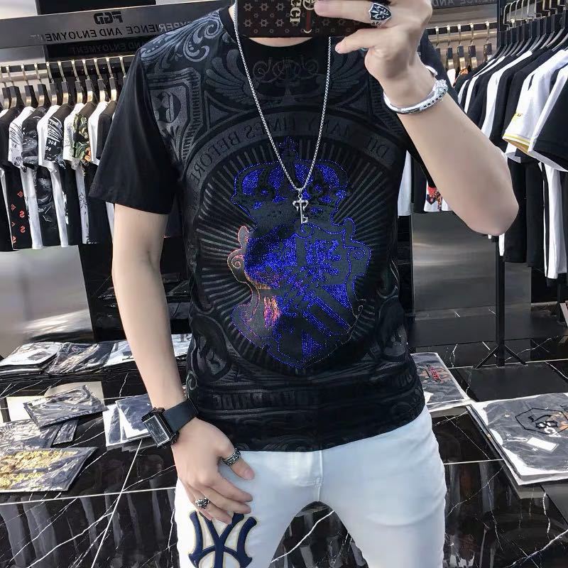 Herren Kurzarm T-Shirt mit O-Ausschnitt YOUYEE 2021 Sommer Junge Mode Hip-Hop Hochwertige Trendy Streetwear Männliche T-Shirts Top Kleidung