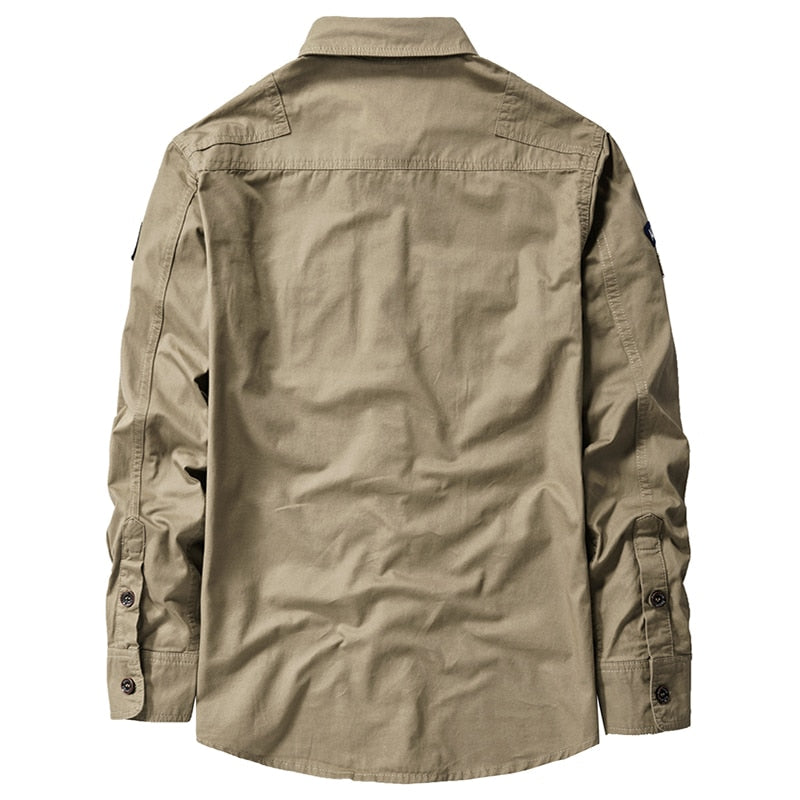 Neue 2022 Herbst Frühling Männer Military Casual Style 100% Reiner Baumwolle Khaki Langarm Shirt Männliche Armee grün Shirts Schwarz Blau Tops