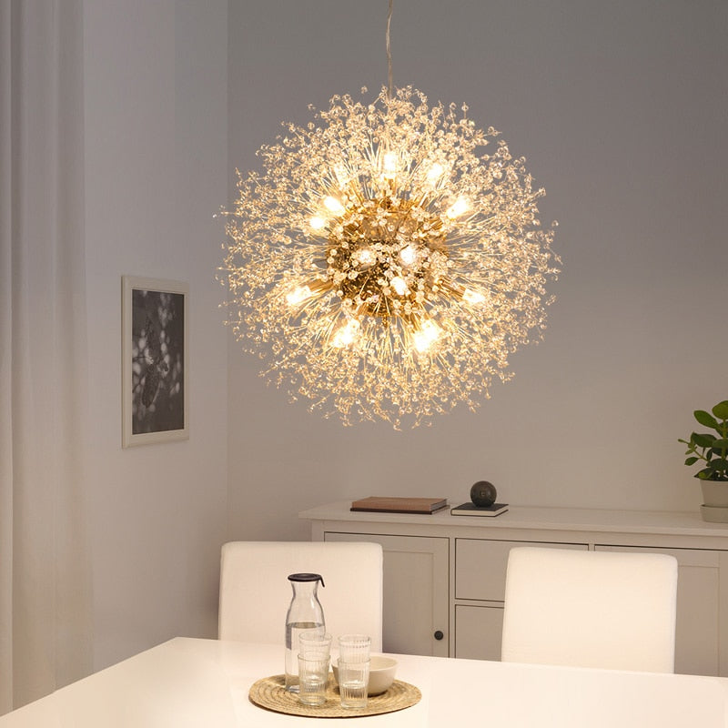 Crystal snowflake chandelier For Living Room Kitchen Rectangle Globe Dandelion chandelier Nordic Decor round led ceiling lamp