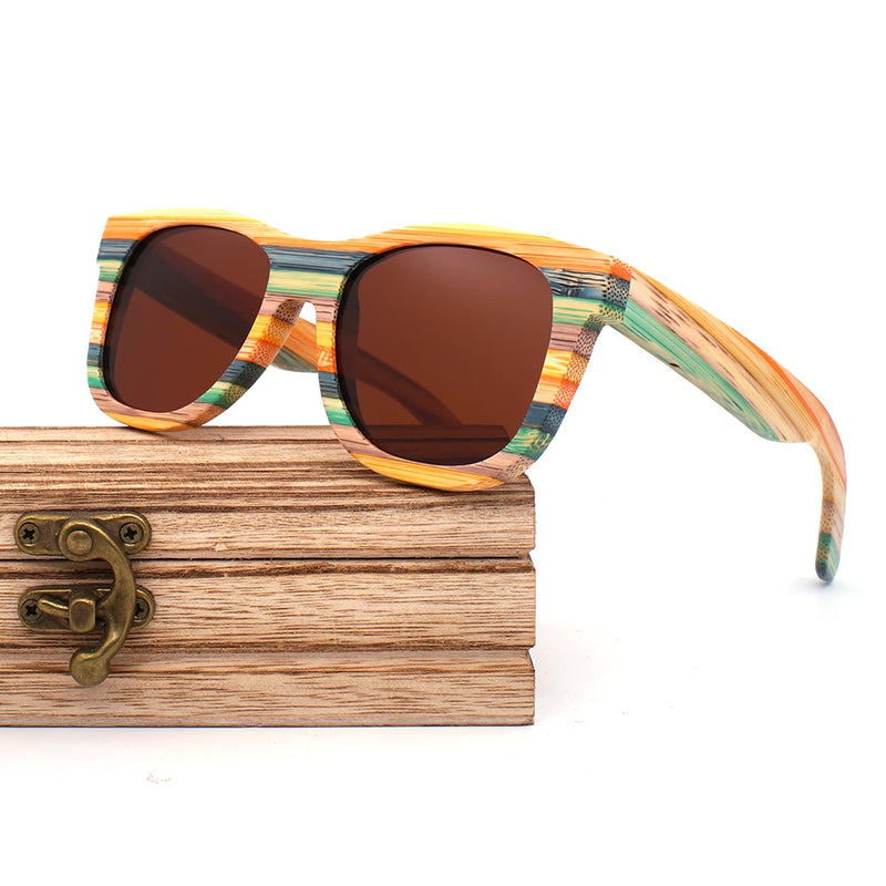 Gafas de sol polarizadas para hombre 2020, lentes de espejo de madera de bambú, gafas de sol para mujer, diseño de marca, tonos coloridos hechos a mano