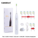 CANDOR CD-5168 Elektrische Schallzahnbürste Wiederaufladbare Zahnbürste IPX8 Wasserdichtes 15-Modus-USB-Ladegerät Ersatzköpfe Set