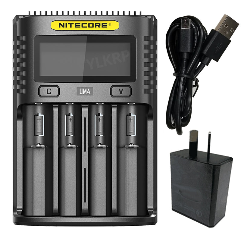 100% Original Nitecore UM4 UM2 USB QC Battery Charger Intelligent Circuitry Global Insurance li-ion AA AAA 18650 21700 26650