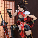 ROLECOS Genshin Impact Beidou Cosplay Kostüm Beidou Cosplay Kostüm Frauen Schwarz Rot Kostüm Halloween Kleid Umhang Full Set