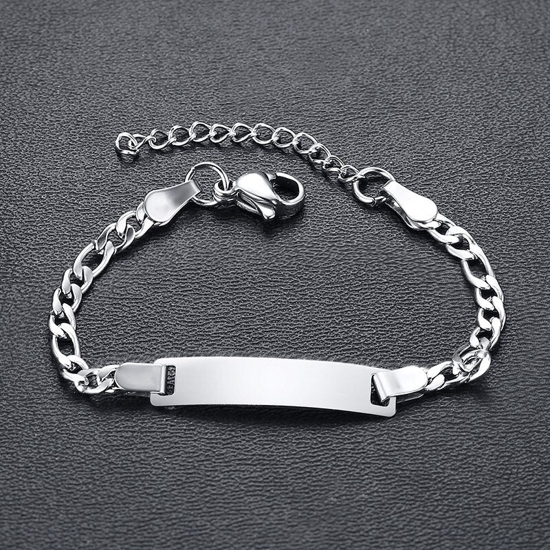 Vnox Anti Allergy Stainless Steel Bracelets for Baby Babi Customize Name Birth ID Bar Personalized Girls Boys Child Unique Gift