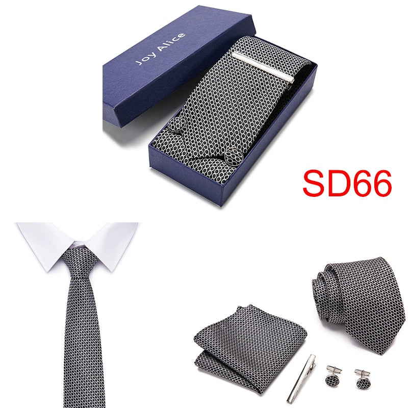 Gift Box 38 styles Tie Set Hanky Cufflinks With Gift Box Jacquard Woven Neckties Set For Men Wedding Party Lots of  accessories