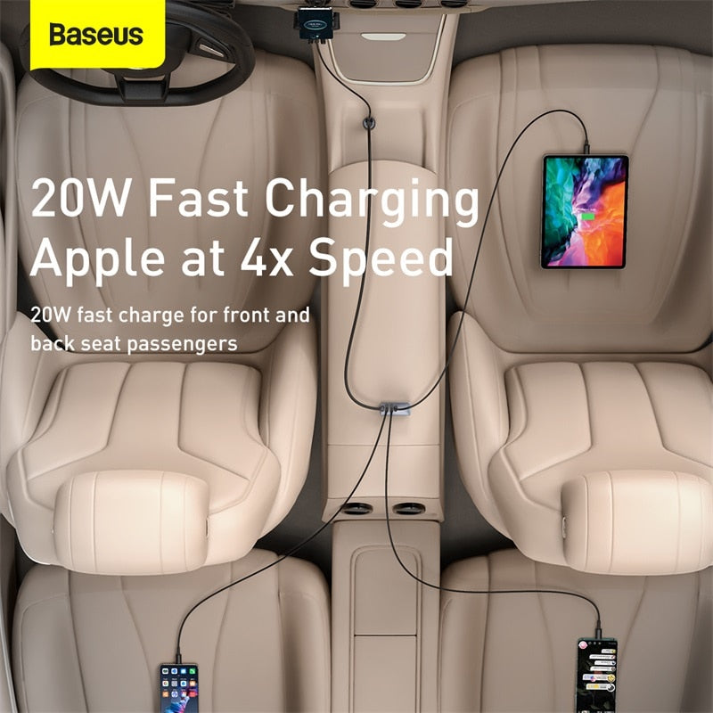 Baseus 120W USB Type C Car Charger Quick Charging for iPhone 12 Pro Xiaomi Samsung Mobile Phone PD QC 3.0 USBC Car Phone Charger