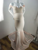 Langes Umstandsfotografie Requisiten Schwangerschaftskleid für Fotoshooting Schulterfrei Schwangere Kleider für Frauen Maxi Umstandskleid