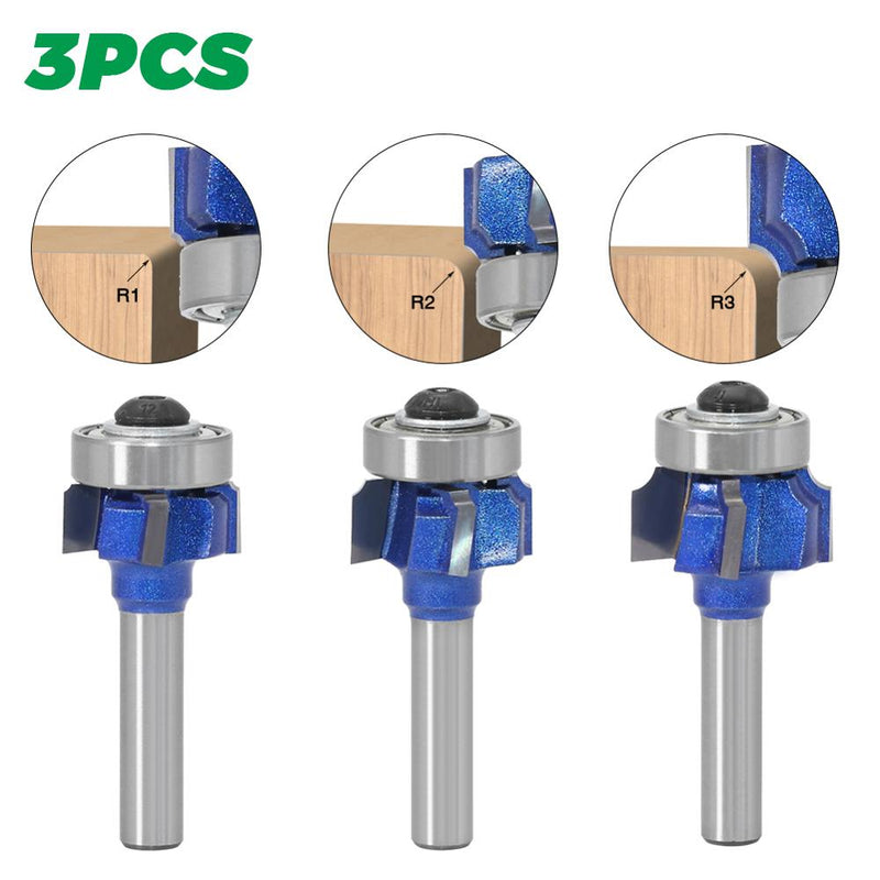 1PC8mm Shank high quality Woodworking Milling Cutter R1mm R2mm R3mm Trimming Knife Edge Trimmer 4 Teeth Wood Router Bit