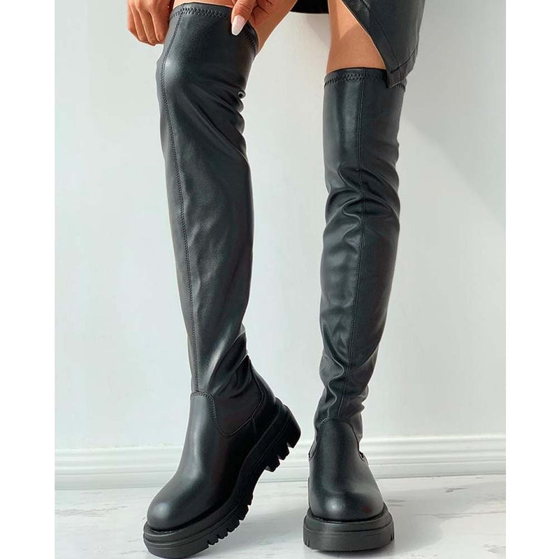 DORATASIA Brand New Female Platform Thigh High Boots Fashion Slim Chunky Heels Over The Knee Boots Women Party Shoes Woman