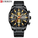 CURREN Herrenuhren Sportliche Luxus-Chronographen-Armbanduhren für Herren Quarz-Edelstahlband-Uhr mit Leuchtzeigern