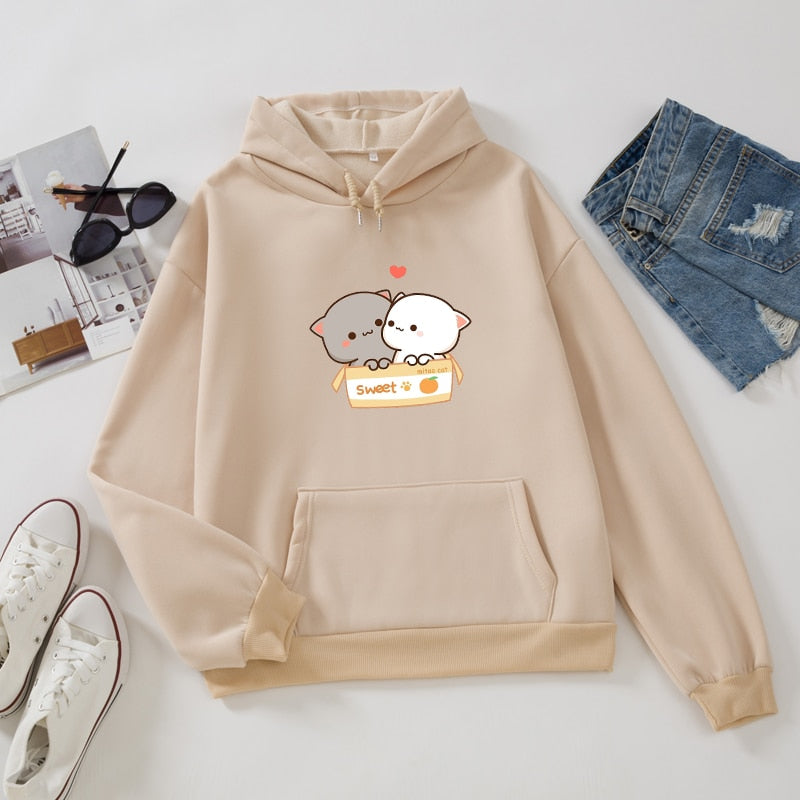 Sudaderas con capucha de estética Grunge para Mujer, Sudadera con gráfico de gran tamaño Kawaii para Mujer, ropa informal de pareja Harajuku, Sudadera para Mujer