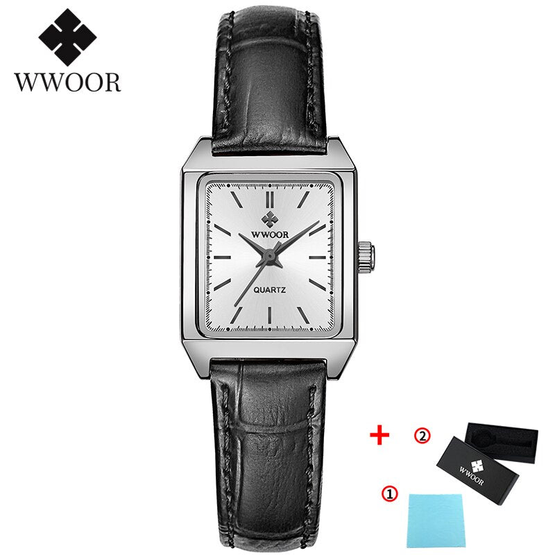 Montre Femme 2022 WWOOR Luxusmarke Damenuhren Mode Rechteck Kleine Uhr Frau Quarz Kleid Damen Armband Armbanduhr