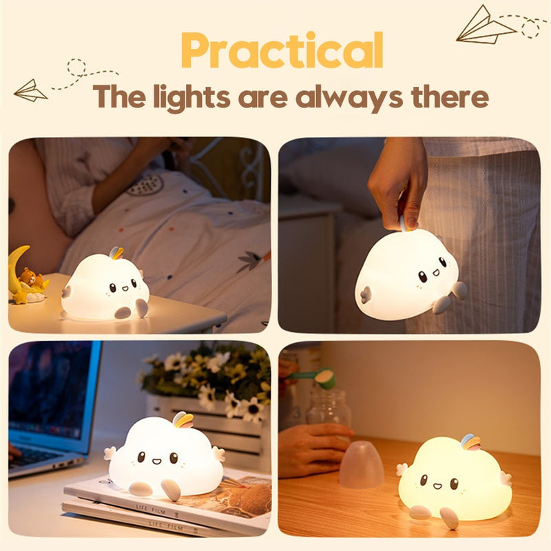 Luz de noche en la nube, luz LED con Sensor táctil, lámpara suave para guardería, luz de noche para niños, regalo de cumpleaños, decoración de habitación