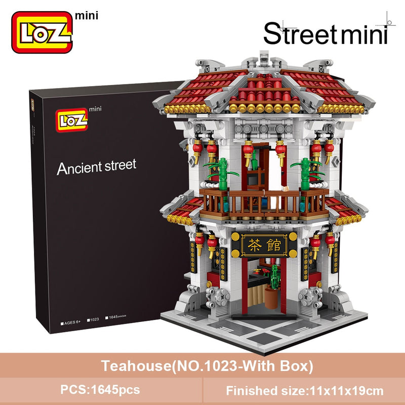 LOZ Mini Block Mini Chinatown Big China Street Chinese Tradition Tea House Pharmacy Inn Special Model DIY Assembly Toys