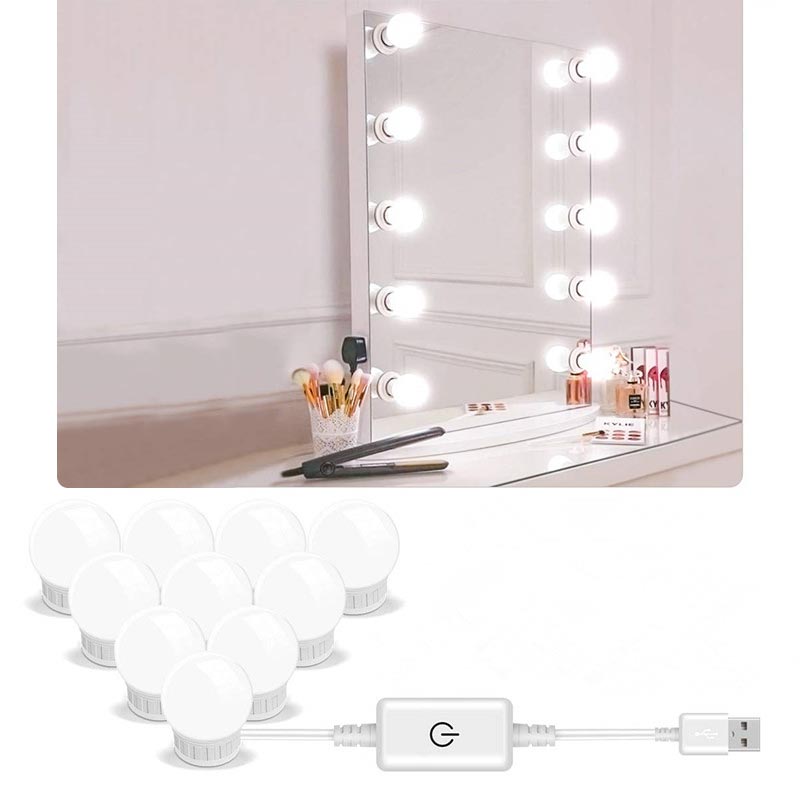 5V Led maquillaje espejo bombilla Hollywood maquillaje luces de tocador lámpara de pared USB 2/6/10/14 Uds lámpara de espejo de tocador regulable