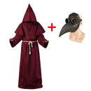 Plague Doctor Christ Costumes Men Monk Cosplay Plague Doctor Mask Steampunk Robe Priest Horror Wizard Halloween Witch  Women