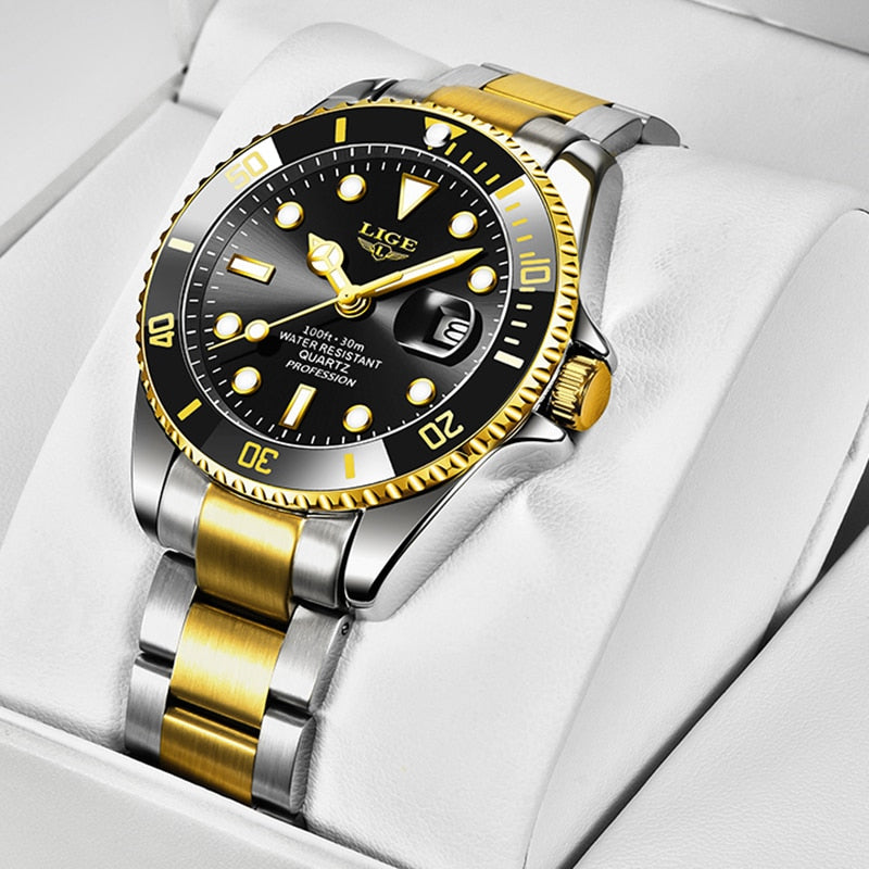 2022 nuevos relojes LIGE para hombre, reloj de pulsera de cuarzo resistente al agua de negocios a la moda, reloj deportivo de acero inoxidable de lujo para hombre