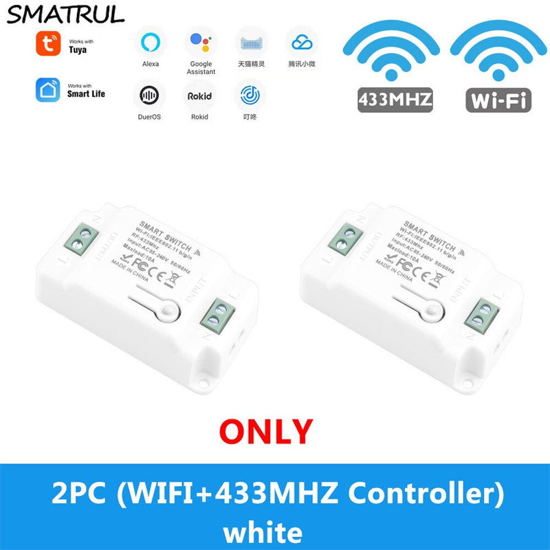 SMATRUL Tuya Smart Life Home APP WiFi + RF 433 MHz Schalter Licht Wand Relais Timer Modul Stimme Google Home Alexa 110 V 220 V 10 A Lampe