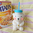 550ml Cute Cartoon Bear Sippy Cup Creative Heat Resistant Glass Water Bottle With Straw Juice Milk Kids Clear Drinking Bottles