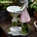 Resin Angel Figure Sculpture Flower Fairy Solar Decor Wreath Girl Statue Outdoor Villa Courtyard Gardening Landscape Ornaments