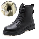 COOTELILI, zapatos planos con cremallera a la moda para mujer, botas de cuero PU con plataforma de tacón alto, zapatos de mujer con cordones, botines para niñas 35-40