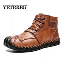 High Quality Leather Autumn Winter Men Boots Warm Plush Snow Boots Outdoor Fur Motorcycle Boots Ankle Boots Men&