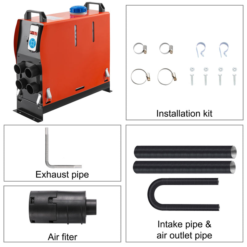 VEVOR 5KW 12V Diesel Air Heater 4 Air Outlets All in One With LCD Switch and Remote Control for Car Bus RV Trucks Camper Vans