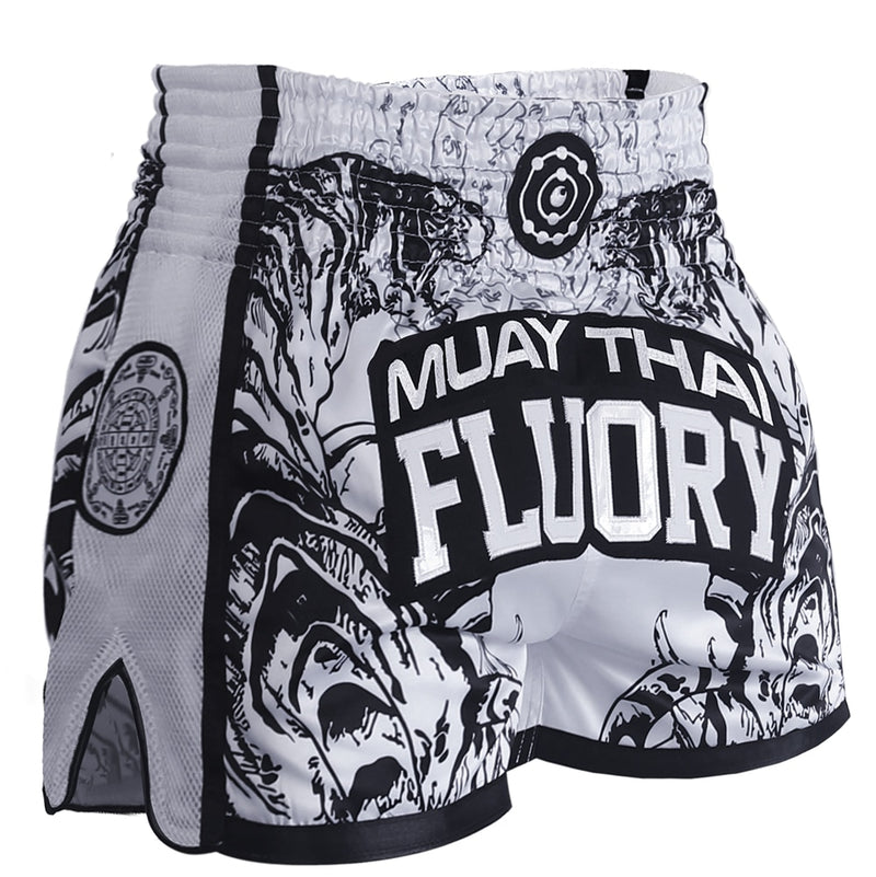 Pantalones cortos FLUORY Muay Thai de combate libre, pantalones de entrenamiento de boxeo de artes marciales mixtas