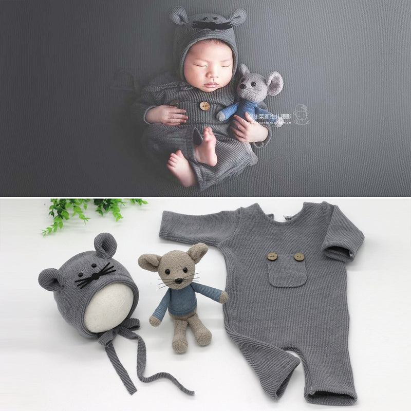 Atrezos para fotografía de bebés recién nacidos, muñeco de ratón, pelele para bebé, niño y niña, monos, traje de fotografía, accesorios de fotografía para estudio de bebés, ropa