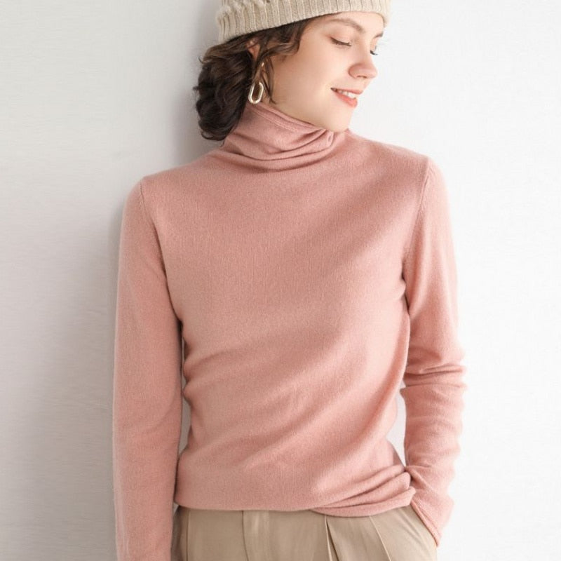 SuyaDream mujer suéteres de lana sólida 100% lana cuello alto jerseys lisos 2021 Otoño Invierno camisas de fondo prendas de punto